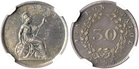 IONIAN ISLANDS, Ionian State, as a British protectorate. 1815-1864. 30 New Oboloi 1834 (Silver, 16 mm, 1.41 g, 6 h), London mint, struck from dies pre...