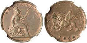 IONIAN ISLANDS, Ionian State, as a British protectorate. 1815-1864. 1 New Obol 1848 (Copper, 16 mm, 1.86 g, 6 h), London mint, struck from dies prepar...