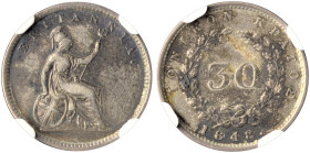 IONIAN ISLANDS, Ionian State, as a British protectorate. 1815-1864. 30 New Oboloi 1848 (Silver, 16 mm, 1.39 g, 6 h), London, struck from dies prepared...
