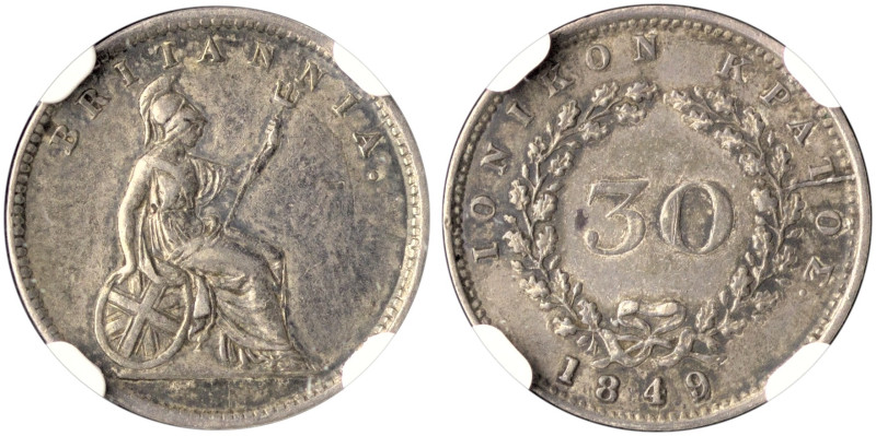 IONIAN ISLANDS, Ionian State, as a British protectorate. 1815-1864. 30 New Obolo...