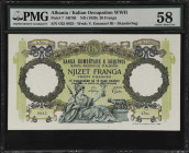 ALBANIA. Banka Kombetare e Shqipniz. 20 Franga, ND (1939). P-7. PMG Choice About Uncirculated 58.

Estimate: $200.00- $300.00