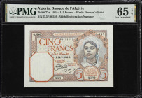 ALGERIA. Banque de l'Algerie. 5 Francs, 1929. P-77a. PMG Gem Uncirculated 65 EPQ.

Estimate: $50.00- $75.00
