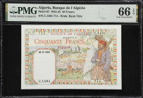 ALGERIA. Banque de l'Algerie. 50 Francs, 1944. P-87. PMG Gem Uncirculated 66 EPQ.

Estimate: $150.00- $200.00