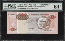 ANGOLA. Banco Nacional de Angola. 500,000 Kwanzas Reajustados, 1995. P-140s. Specimen. PMG Choice Uncirculated 64 Net.

Estimate: $100.00- $200.00