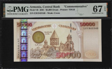 ARMENIA. Central Bank of the Republic of Armenia. 50,000 Dram, 2001. P-48. Commemorative. PMG Superb Gem Uncirculated 67 EPQ.

Estimate: $100.00- $2...