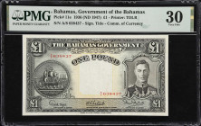 BAHAMAS. Government of the Bahamas. 1 Pound, 1936 (ND 1947). P-11e. PMG Very Fine 30.

Estimate: $150.00- $200.00