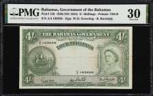 BAHAMAS. Lot of (3). Bahamas Government. 4 Shillings & 1 Pound, 1936 (ND 1954-63). P-13b, 13d & 15b. PMG Very Fine 30 to About Uncirculated 50.

Est...