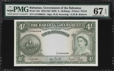 BAHAMAS. Government of the Bahamas. 4 Shillings, 1936 (ND 1963). P-13d. PMG Superb Gem Uncirculated 67 EPQ.

Estimate: $250.00- $350.00