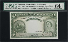 BAHAMAS. Bahamas Government. 4 Shillings, 1936 (ND 1953). P-13d. PMG Choice Uncirculated 64 EPQ.

Estimate: $100.00- $200.00