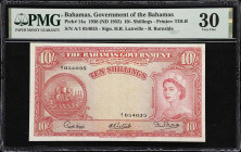 BAHAMAS. Government of the Bahamas. 10 Shillings, 1936 ND (1953). P-14a. PMG Very Fine 30.
H.R. Latreille-B. Burnside signature combination.

Estim...