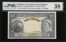 BAHAMAS. Bahamas Government. 1 Pound, 1936 (ND 1961). P-15c. PMG Choice About Uncirculated 58.

Estimate: $150.00- $250.00