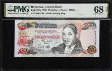 BAHAMAS. Central Bank of the Bahamas. 20 Dollars, 1997. P-65a. PMG Superb Gem Uncirculated 68 EPQ.
Finest graded example on the PMG Census.

Estima...