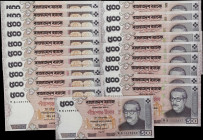 BANGLADESH. Lot of (20). Bangladesh Bank. 500 Taka, 2008-10. P-45g & 50b. Consecutive Sets. Uncirculated.

Estimate: $200.00- $300.00