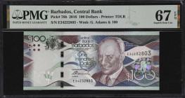 BARBADOS. Central Bank of Barbados. 100 Dollars, 2016. P-78b. PMG Superb Gem Uncirculated 67 EPQ.

Estimate: $100.00- $200.00