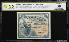 BELGIAN CONGO. Banque du Congo Belge. 5 Francs, 1943. P-13Ab. PCGS Banknote Choice About Uncirculated 58.

Estimate: $175.00- $300.00