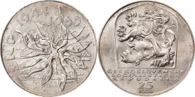 CZECHOSLOVAKIA. 25 Korun, 1969. PCGS MS-66.
KM-67. A crisp example with great originality and full luster.

Estimate: $100.00- $200.00