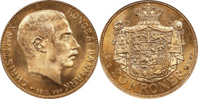 DENMARK. 20 Kronor, 1914-VBP AH. Copenhagen Mint. Christian X. PCGS MS-67.
Fr-299; KM-817.1. A wholesome and most handsome Superb-Gem, offering rich ...