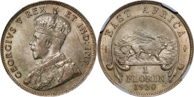 EAST AFRICA. Florin, 1920. London Mint. George V. NGC MS-63.
KM-17. A tad softly struck on the portrait, understandable for this 0.500 fine silver is...