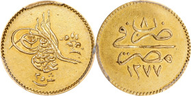 EGYPT. Ottoman Empire. 25 Qirsh, AH 1277 Year 8 (1867/8). Cairo (Misr) Mint. Abdulaziz. PCGS Genuine--Cleaned, AU Details.
Fr-13; KM-261. Lightly cle...