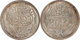 EGYPT. British Occupation. 20 Qirsh (Piastres), AH 1335/1916. Bombay Mint. Hussein Kamel. PCGS MS-63.
KM-321. Most attractively toned, this Choice sp...