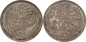 EGYPT. British Occupation. 20 Qirsh (Piastres), AH 1335/1917. Bombay Mint. Hussein Kamel. PCGS MS-63.
KM-321. Featuring deep hues of gunmetal gray an...