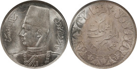 EGYPT. 20 Piastres, AH 1356/1937. London Mint. Farouk I. PCGS MS-64.
KM-368. This handsome near-Gem example delivers much charm and appeal, with a so...