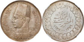 EGYPT. 20 Piastres, AH 1356/1937. London Mint. Farouk I. NGC MS-64.
KM-368. A dazzling near-Gem, this enticing example is surpassed in the NGC census...