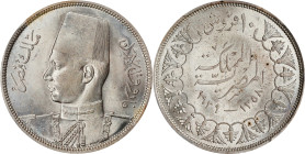 EGYPT. 10 Piastres, AH 1358/1939. London Mint. Farouk I. PCGS MS-64.
KM-367. A bright and flashy steely gray near-Gem.

Estimate: $75.00- $150.00