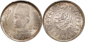EGYPT. 2 Piastres, AH 1356/1937. London Mint. Farouk I. PCGS MS-64.
KM-365. Alluring cartwheel luster covers both faces of this pleasing near-Gem, su...