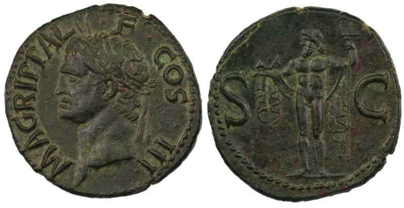 Agrippa (d. 12 BC), struck under Caligula, bronze As, mint of Rome, AD 37-41, M ...