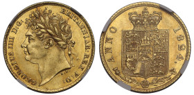 MS62+ | George IV 1824 gold Half Sovereign
