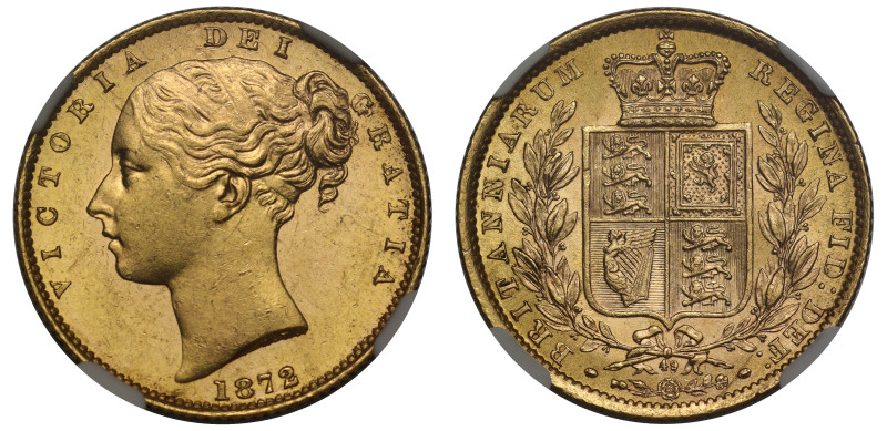 g Victoria (1837-1901), gold Sovereign, 1872, die number 49, 9 struck over lower...