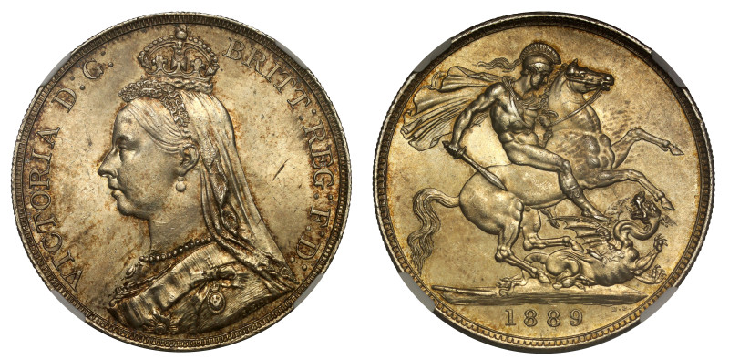 Victoria (1837-1901), silver Crown, 1889, Jubilee bust left, J.E.B. on truncatio...