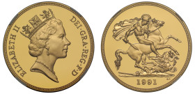 PF70 UCAM | Elizabeth II 1991 gold proof Five Pounds