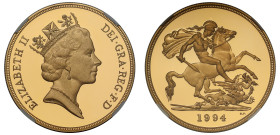 PF70 UCAM | Elizabeth II 1994 gold proof Five Pounds
