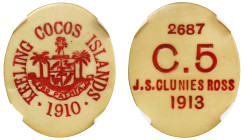 MS63 | Keeling & Cocos 1913 plastic Five Cents