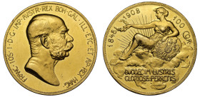 Austria Franz Joseph 1908 gold proof 100 Corona