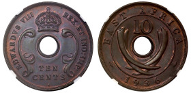 MS65 BN | British East Africa Edward VIII 1936-H bronze Ten Cents
