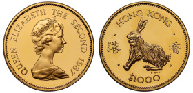 Hong Kong Elizabeth II 1987 gold proof $1000 'Year of the Rabbit'