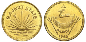 India Rajkot 1945 gold Mohur Restrike