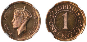 PF64 RB | Mauritius George VI 1949 copper proof Cent