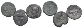 Sicily, Himera and Kamarina. Lot containing three bronze coins circa 420-405 BC and 339/8-300 BC, Æ 8.00 g. 
Lot sold as is. No returns. Three (3) coi...