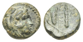 Kings of Macedon. Alexander III the Great, 336-323 BC. Bronze, uncertain mint. AE 10.83 mm, 1.51 g.
VF