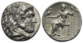 Kings of Macedon. Tetradrachm. Babylon, circa 317-311 BC. AR, 25.45 mm, 16.89 g.
Graffito on the reverse. Good VF