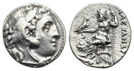 Kings of Macedon, Kolophon. Issue in the name and types of Alexander III of Macedon. Drachm circa 310-301 BC, AR 16.48 mm, 4.39 g. 
Good VF
