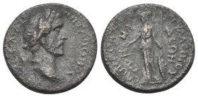 Phrygia, Synnada. Antoninus Pius, 138-161. Bronze struck under the magistrate Ti. Kl. Peison Tertylleinos, AE 25.77 mm, 9.26 g.
Rough surfaces, Fine