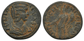 Pisidia, Antiocheia. Iulia Domna, wife of Septimius Severus. Bronze 193-217, Æ 22,08 mm, 5,89 g. 
Dark patina. About VF