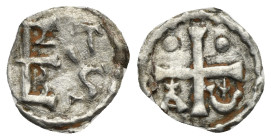 FRANCE, LE MANS. Herbert I ´le Éveillé-Chien´, 1015-1035. AR Denier 12,40 mm, 0,40 g. Clipped down for circulating like an obol. About VF