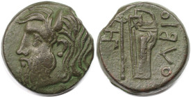 Griechische Münzen, BOSPORUS. Tetrahalk 300-280 v. Chr. (9,75 g. 21 mm). Vs.: Kopf des Flussgottes Borysthenes mit Horn n. l. Rs.: Axt und Bogen im Kö...