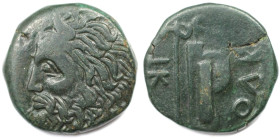 Griechische Münzen, BOSPORUS. Tetrahalk 310-300 v. Chr. (9,97 g. 23 mm). Vs.: Kopf des Flussgottes Borysthenes mit Horn n. l. Rs.: Axt und Bogen im Kö...